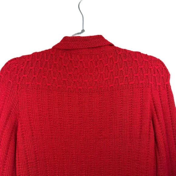 Vintage Lauren Ralph Lauren Hand Knit Red Zip Cardigan Sweater, 2P - Picture 6 of 12